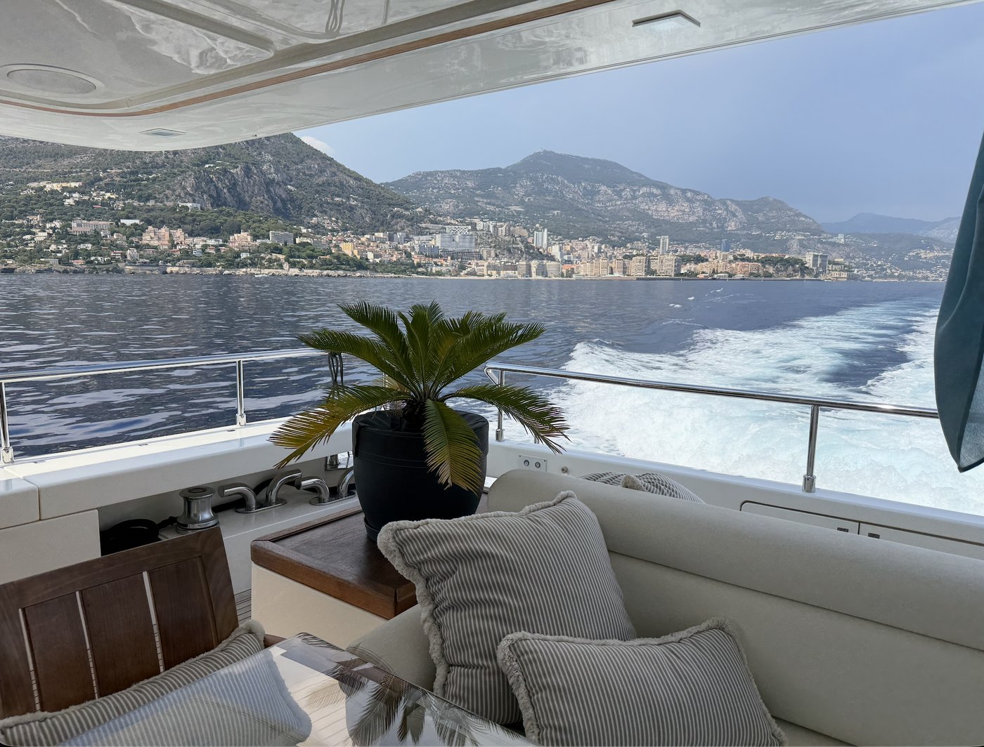Monaco astern from the aft deck