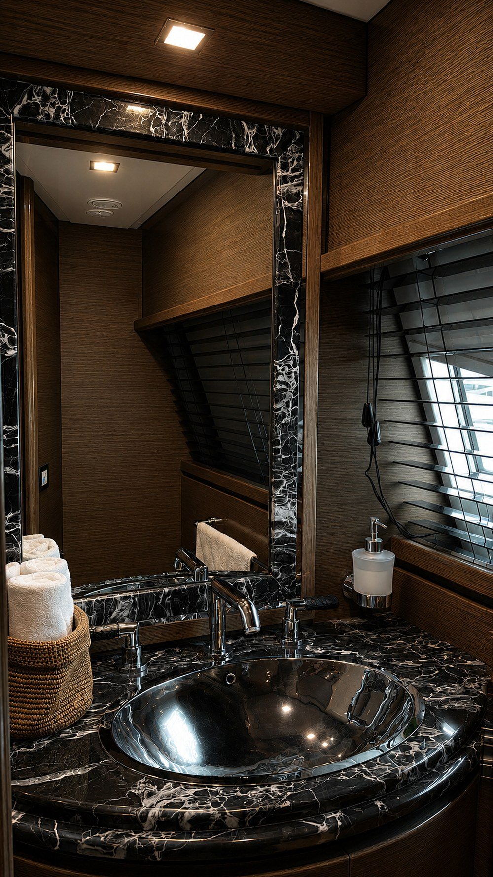 Guest powder room in Portoro marble